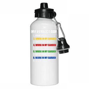 Fun My Perfect Day Work In My Garden Gardening Gift Aluminum Water Bottle