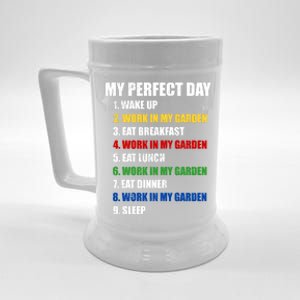 Fun My Perfect Day Work In My Garden Gardening Gift Beer Stein