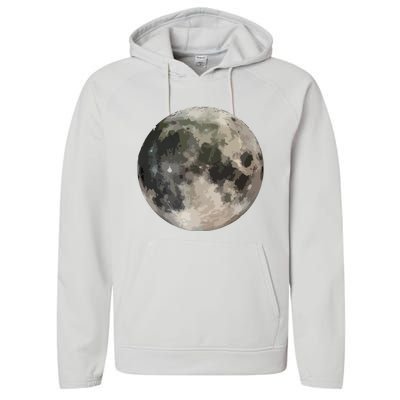 Full Moon Phase Space Love Photography Astronomy Performance Fleece Hoodie