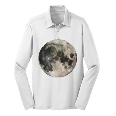 Full Moon Phase Space Love Photography Astronomy Silk Touch Performance Long Sleeve Polo