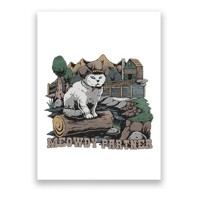 Funny Meowdy Partner Christmas Gift For Cat Lovers Cowboy Cat Dad Gift Idea Cat Poster