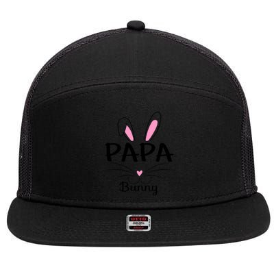 Family Matching Papa Bunny Graphic Easter Costume Papa Funny Gift 7 Panel Mesh Trucker Snapback Hat