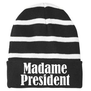 Funny Madame President Striped Beanie with Solid Band