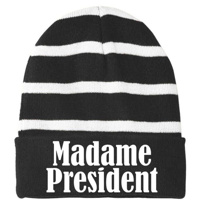 Funny Madame President Striped Beanie with Solid Band