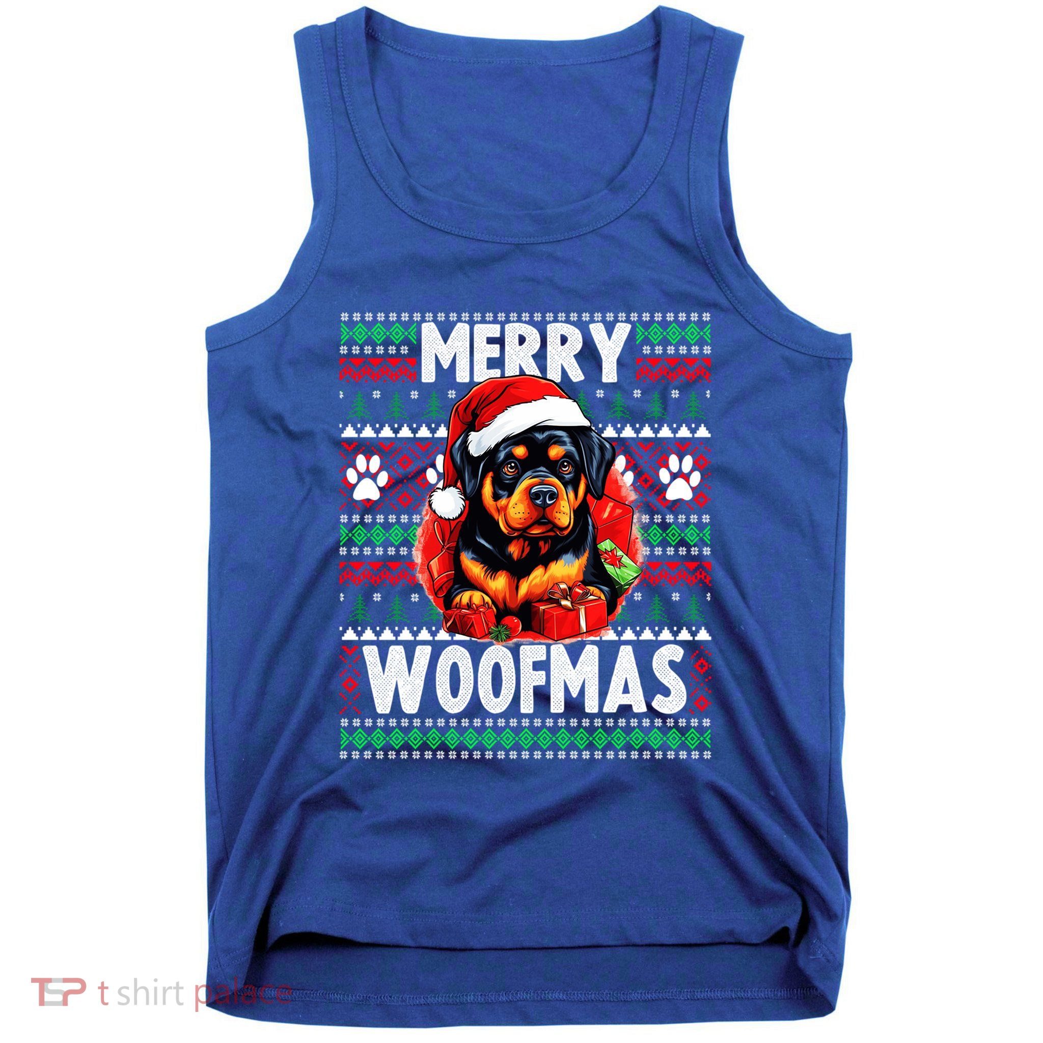 Family Matching Pajama Top Ugly Christmas Dog Rottweiler Gift Tank Top