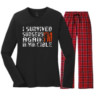 Funny Multiple Post Surgery Get Well Soon For Gift Women's Long Sleeve Flannel Pajama Set 