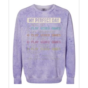 Funny My Perfect Day Play Video Games Gamer Gaming Colorblast Crewneck Sweatshirt