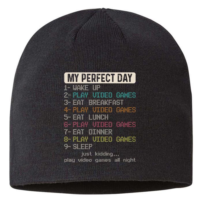 Funny My Perfect Day Play Video Games Gamer Gaming Sustainable Beanie