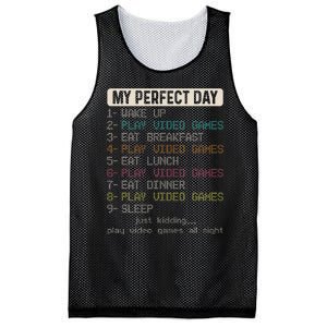 Funny My Perfect Day Play Video Games Gamer Gaming Mesh Reversible Basketball Jersey Tank