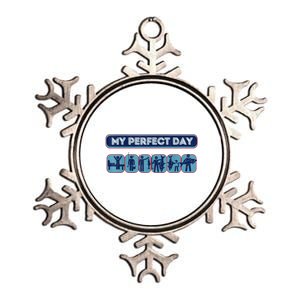 Fishing My Perfect Day Fisherman Metallic Star Ornament