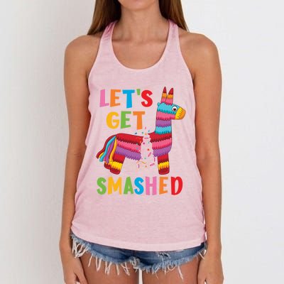 Funny Mexican Party Pinata LetS Get Smashed Gift Women's Knotted Racerback Tank