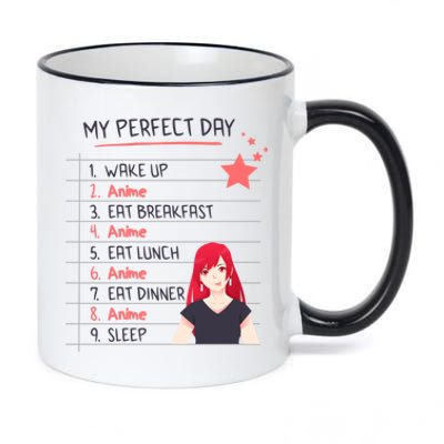 Funny My Perfect Day Anime Kawaii Gift 11oz Black Color Changing Mug