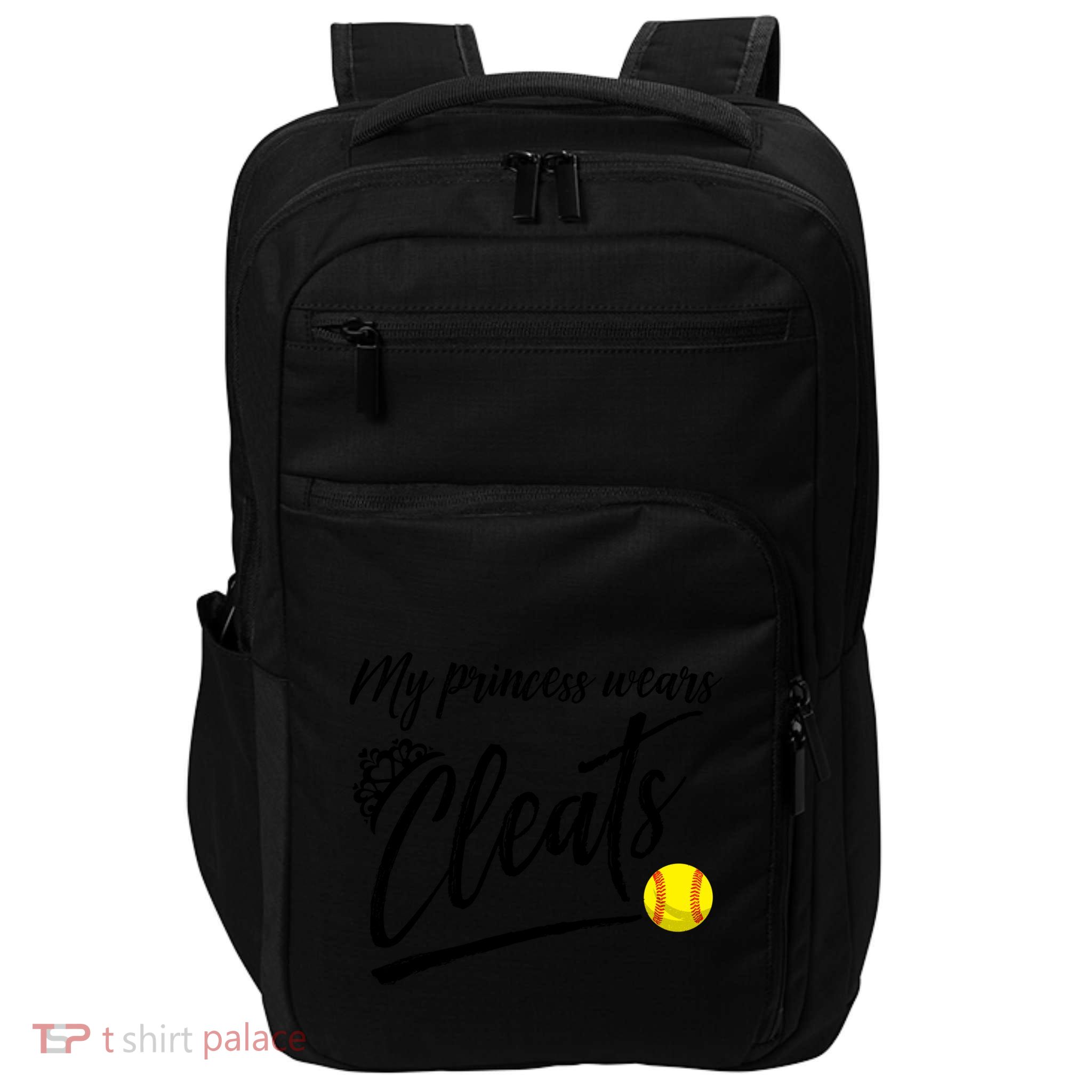 Funny My Princess Wears Cleats Gift For Softball Moms Dads Gift Impact Tech Backpack