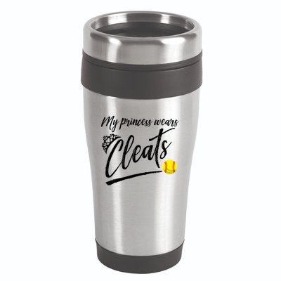 Funny My Princess Wears Cleats Gift For Softball Moms Dads Gift 16oz Travel Tumbler