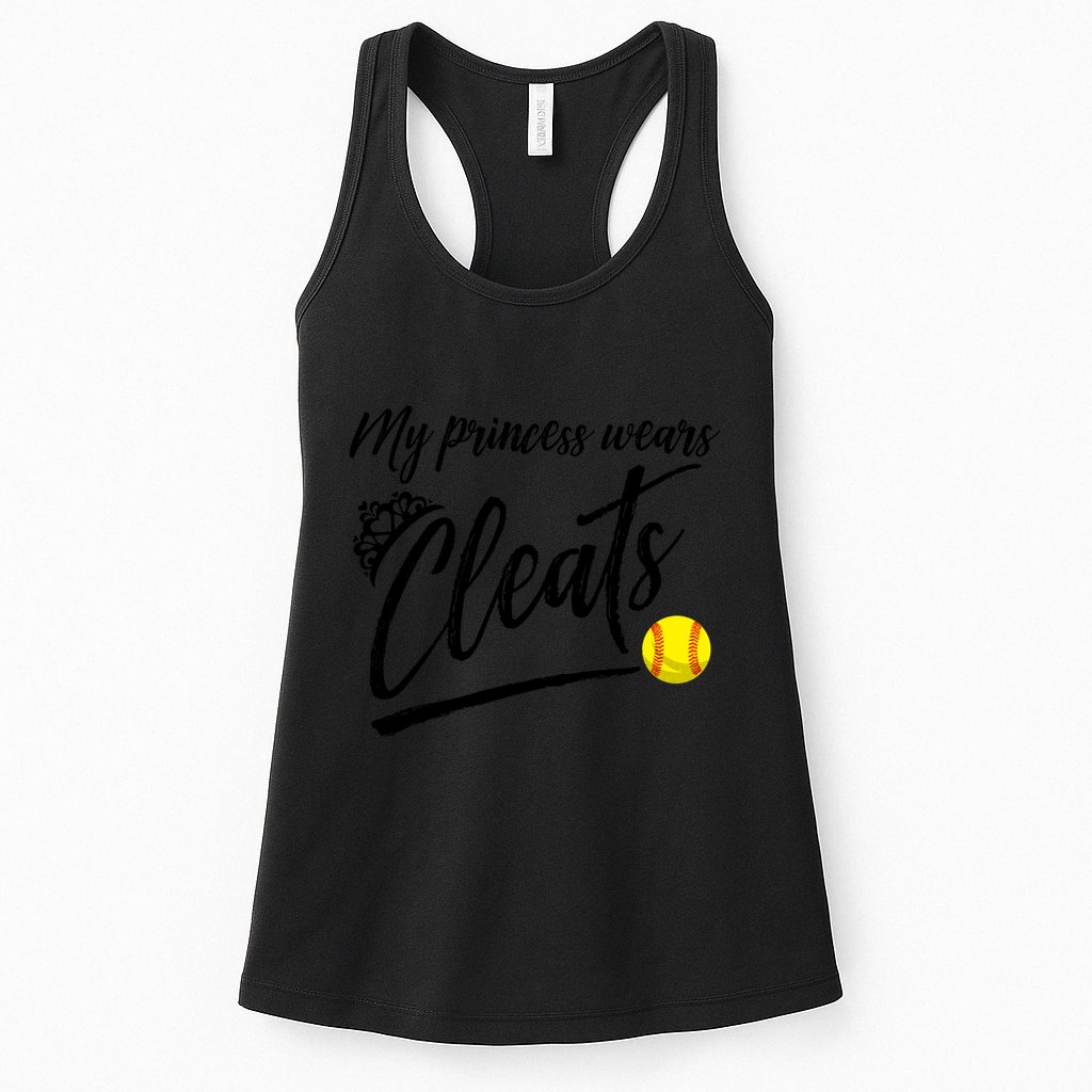 Funny My Princess Wears Cleats Gift For Softball Moms Dads Gift Womens Tank Top