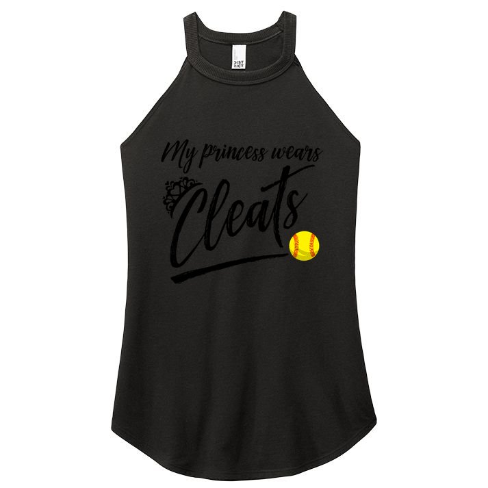 Funny My Princess Wears Cleats Gift For Softball Moms Dads Gift Women's Perfect Tri Rocker Tank