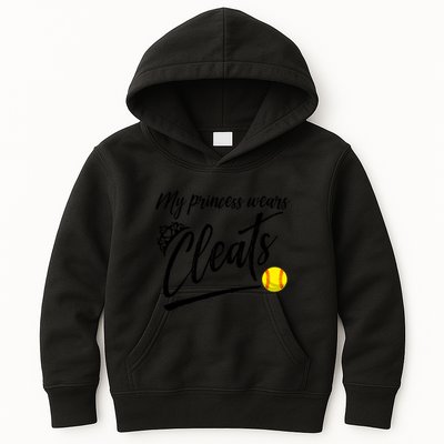 Funny My Princess Wears Cleats Gift For Softball Moms Dads Gift Kids Hoodie