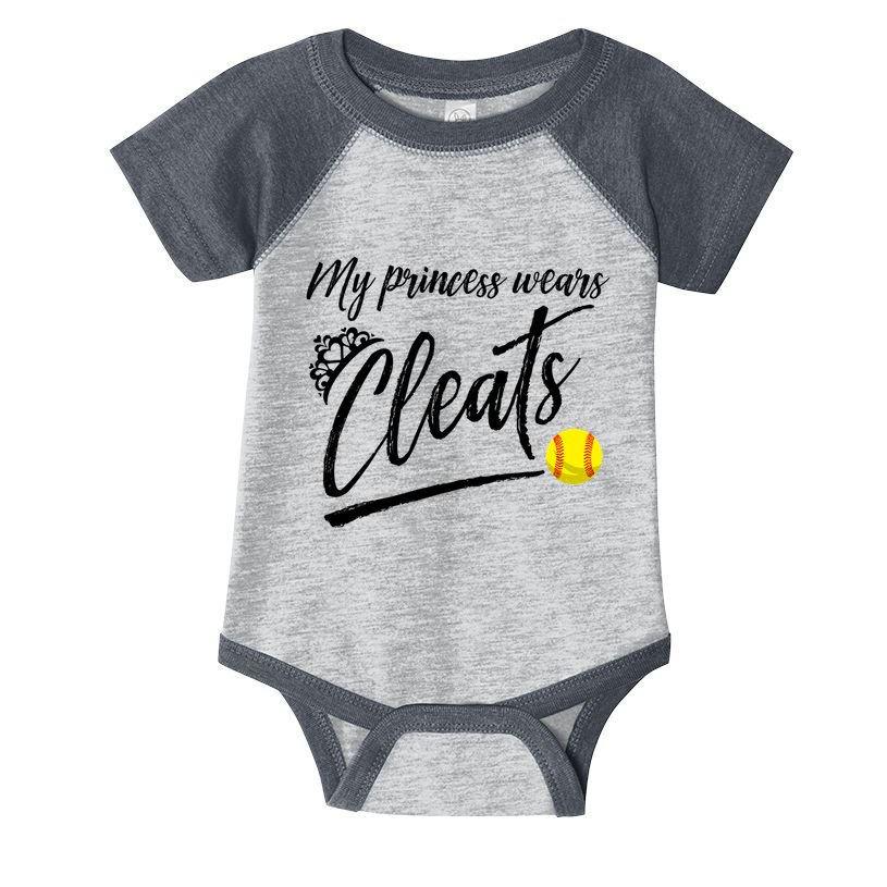 Funny My Princess Wears Cleats Gift For Softball Moms Dads Gift Infant Baby Jersey Bodysuit