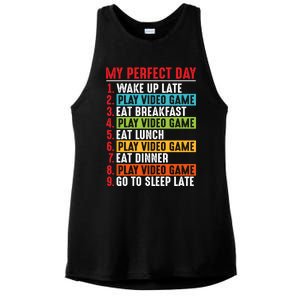 Funny My Perfect Day Video Games Gamer Gift Ladies PosiCharge Tri-Blend Wicking Tank