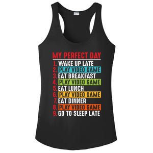 Funny My Perfect Day Video Games Gamer Gift Ladies PosiCharge Competitor Racerback Tank