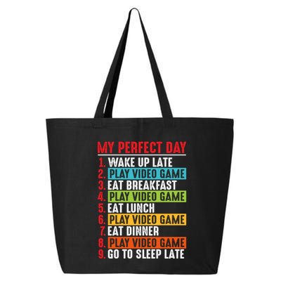 Funny My Perfect Day Video Games Gamer Gift 25L Jumbo Tote