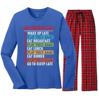 Funny My Perfect Day Video Games Gamer Gift Women's Long Sleeve Flannel Pajama Set 