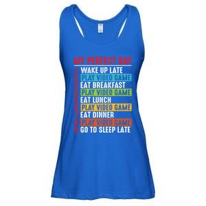 Funny My Perfect Day Video Games Gamer Gift Ladies Essential Flowy Tank