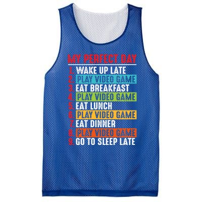 Funny My Perfect Day Video Games Gamer Gift Mesh Reversible Basketball Jersey Tank