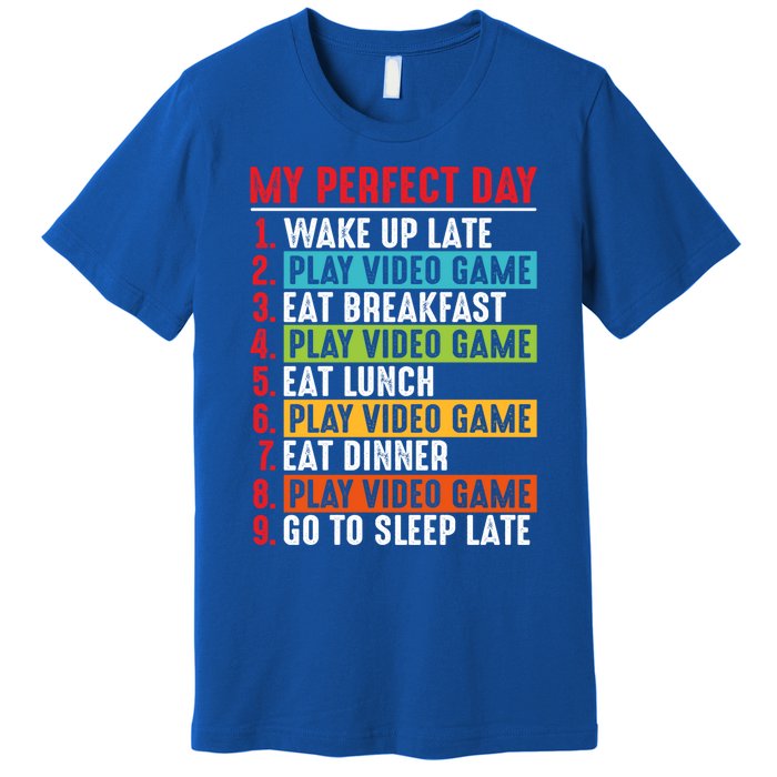 Funny My Perfect Day Video Games Gamer Gift Premium T-Shirt