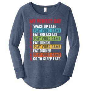 Funny My Perfect Day Video Games Gamer Gift Women's Perfect Tri Tunic Long Sleeve Shirt