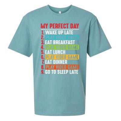 Funny My Perfect Day Video Games Gamer Gift Sueded Cloud Jersey T-Shirt