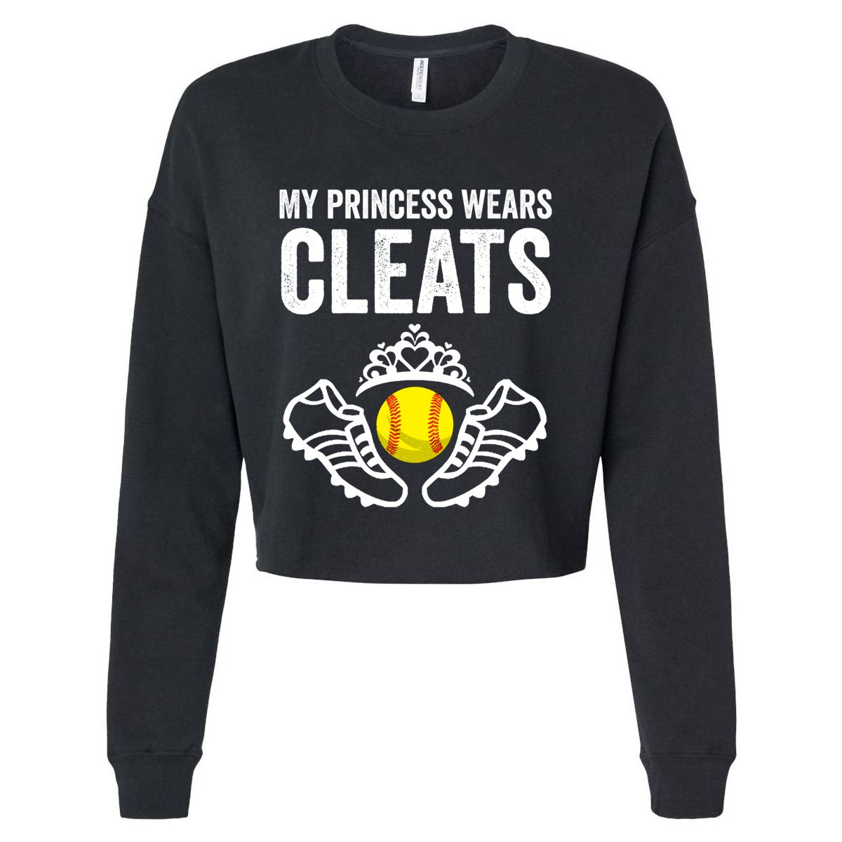 Funny My Princess Wears Cleats Gift For Softball Moms Dads Meaningful Gift Cropped Pullover Crew