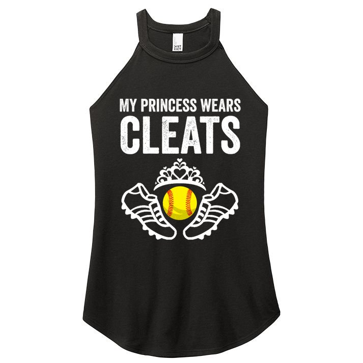 Funny My Princess Wears Cleats Gift For Softball Moms Dads Meaningful Gift Women's Perfect Tri Rocker Tank