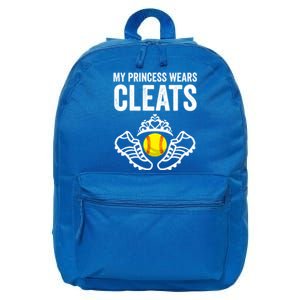 Funny My Princess Wears Cleats Gift For Softball Moms Dads Meaningful Gift 16 in Basic Backpack