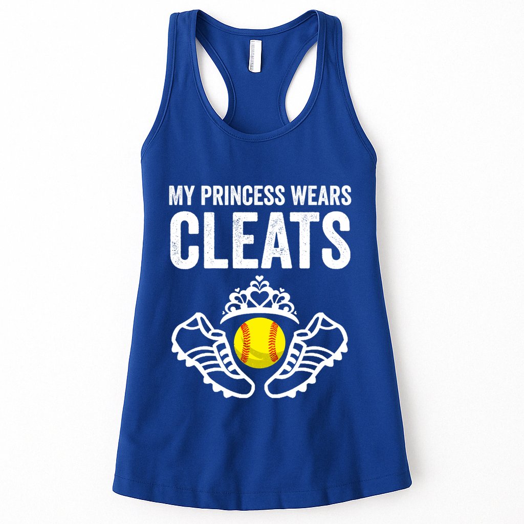 Funny My Princess Wears Cleats Gift For Softball Moms Dads Meaningful Gift Womens Tank Top