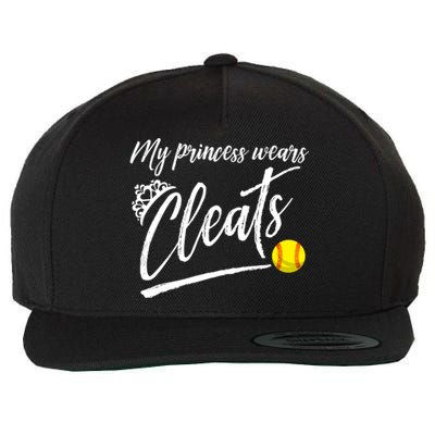 Funny My Princess Wears Cleats Gift For Softball Moms Dads Gift Wool Snapback Cap