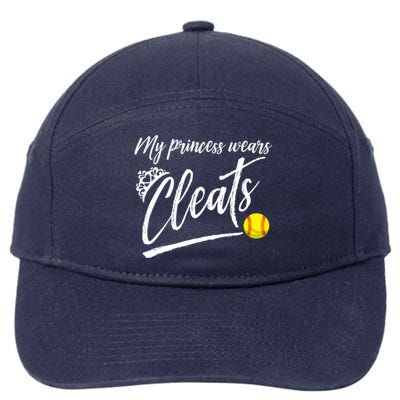 Funny My Princess Wears Cleats Gift For Softball Moms Dads Gift 7-Panel Snapback Hat