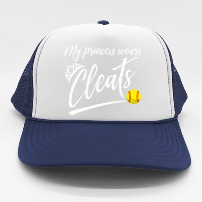 Funny My Princess Wears Cleats Gift For Softball Moms Dads Gift Trucker Hat