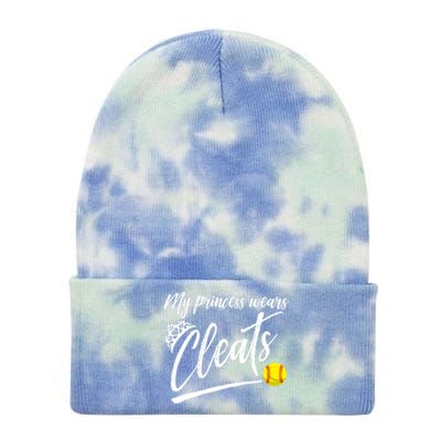 Funny My Princess Wears Cleats Gift For Softball Moms Dads Gift Tie Dye 12in Knit Beanie