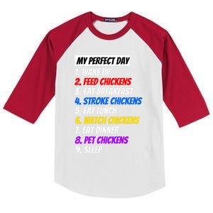 Funny My Perfect Day With Chickens Gift Kids Colorblock Raglan Jersey