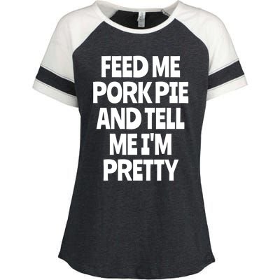 Feed Me Pork Pie Funny English Meat Pie Lover England Foodie Gift Enza Ladies Jersey Colorblock Tee