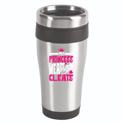 Funny My Princess Wears Cleats Gift For Softball Moms Dads Gift 16oz Travel Tumbler