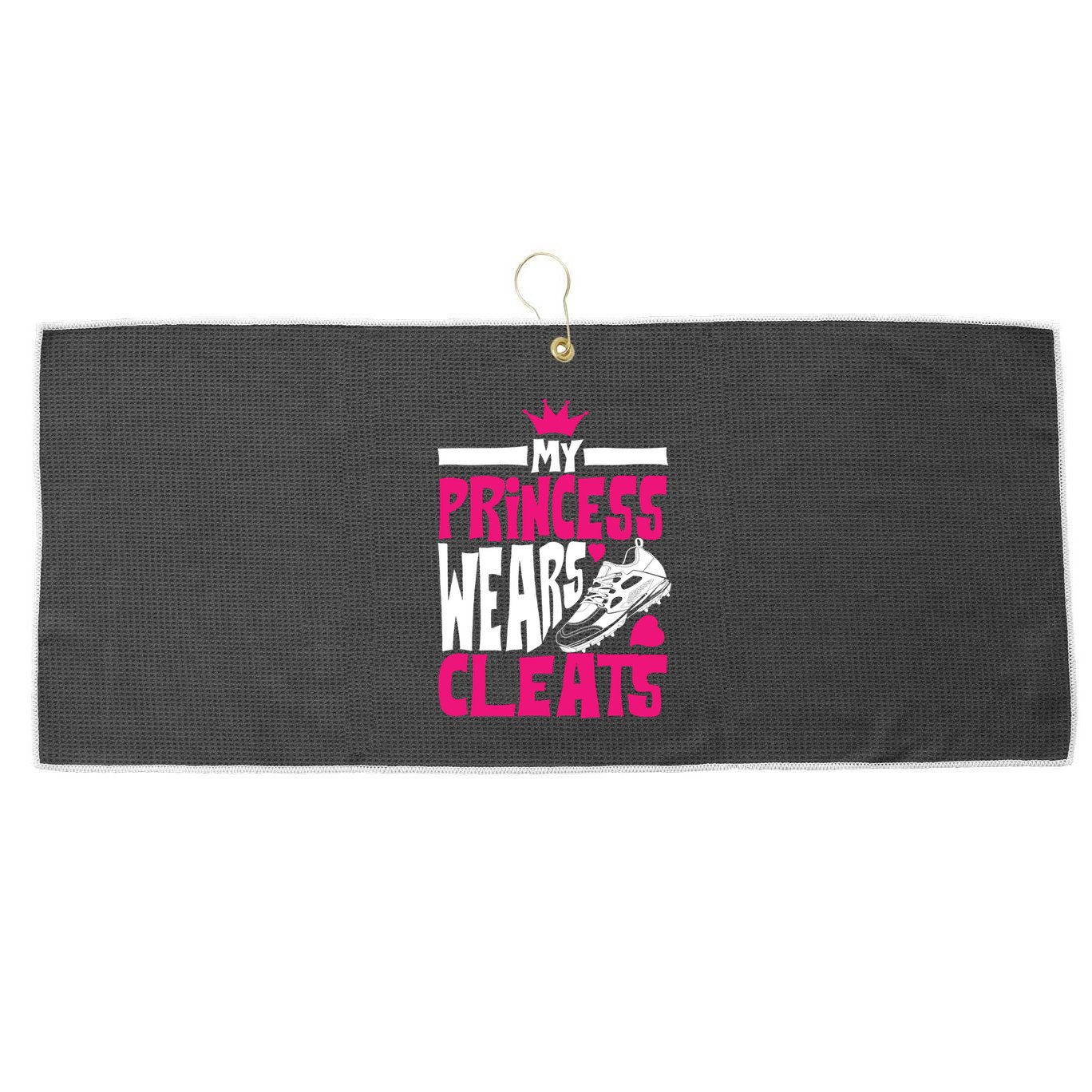 Funny My Princess Wears Cleats Gift For Softball Moms Dads Gift Large Microfiber Waffle Golf Towel
