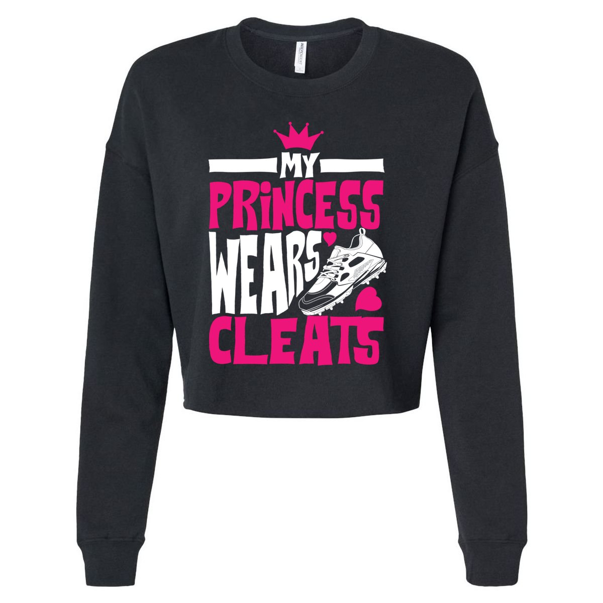 Funny My Princess Wears Cleats Gift For Softball Moms Dads Gift Cropped Pullover Crew