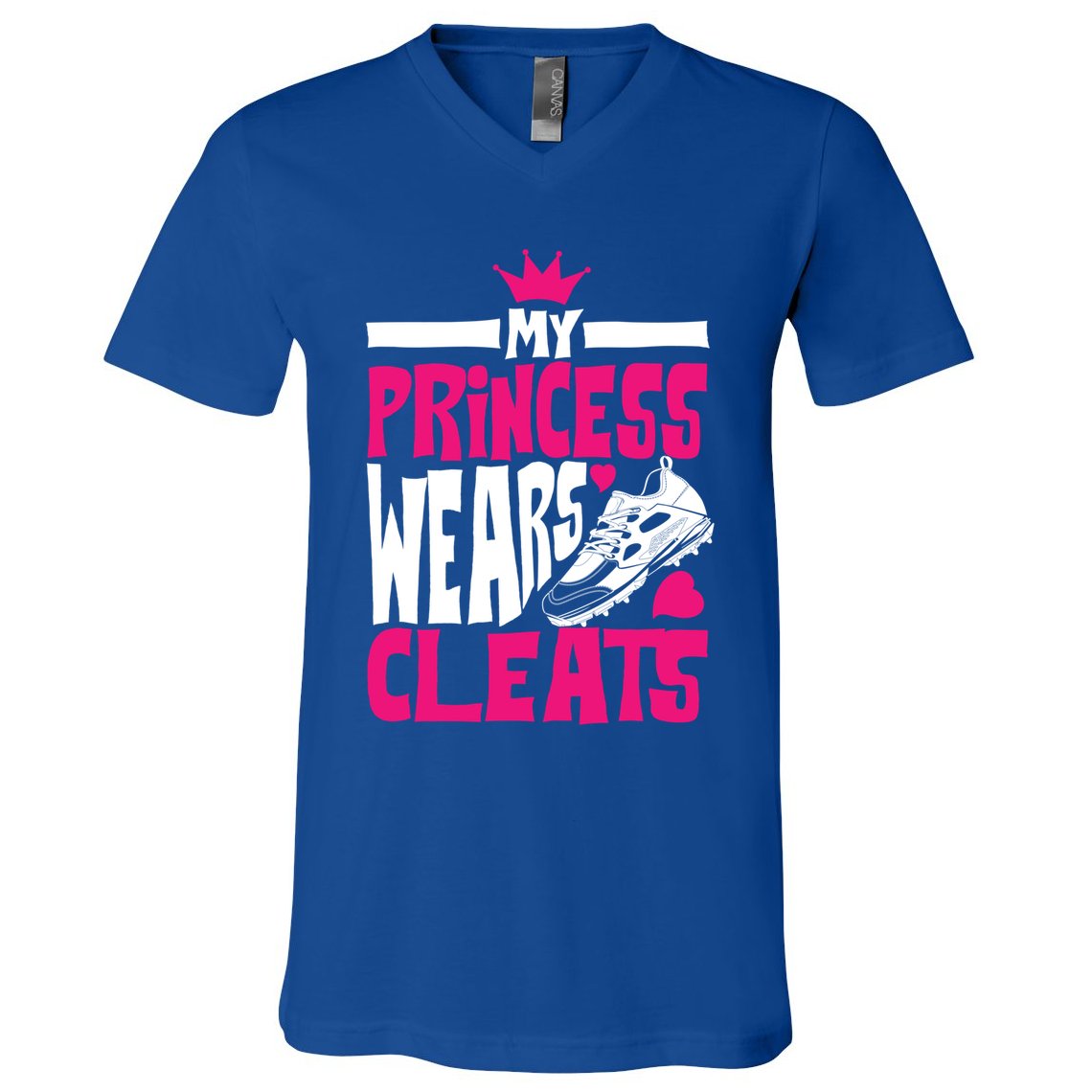 Funny My Princess Wears Cleats Gift For Softball Moms Dads Gift V-Neck T-Shirt