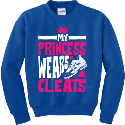 Funny My Princess Wears Cleats Gift For Softball Moms Dads Gift Kids Sweatshirt