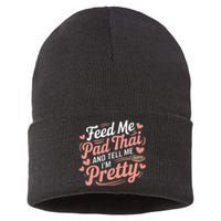 Feed Me Pad Thai Call Me Pretty Women Funny Humor Food Sustainable Knit Beanie