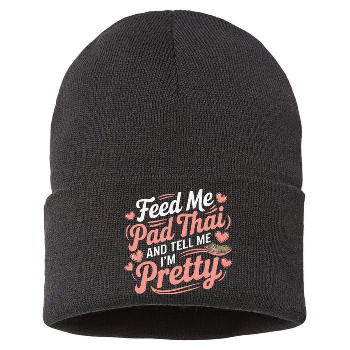 Feed Me Pad Thai Call Me Pretty Women Funny Humor Food Sustainable Knit Beanie