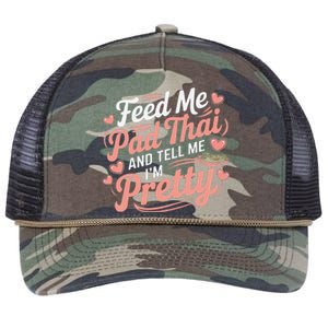 Feed Me Pad Thai Call Me Pretty Women Funny Humor Food Retro Rope Trucker Hat Cap