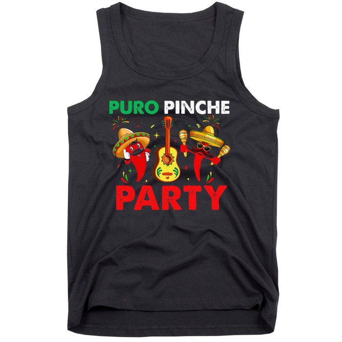 Funny Mexican Puro Pinche Party Pari Funny Retro Tank Top